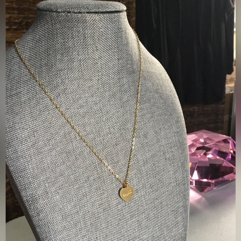 NOMINAL LETTER  HEART CHARM 18K GOLD NECKLACE NWOT NO BOX NO DUST BAG - Picture 8 of 15